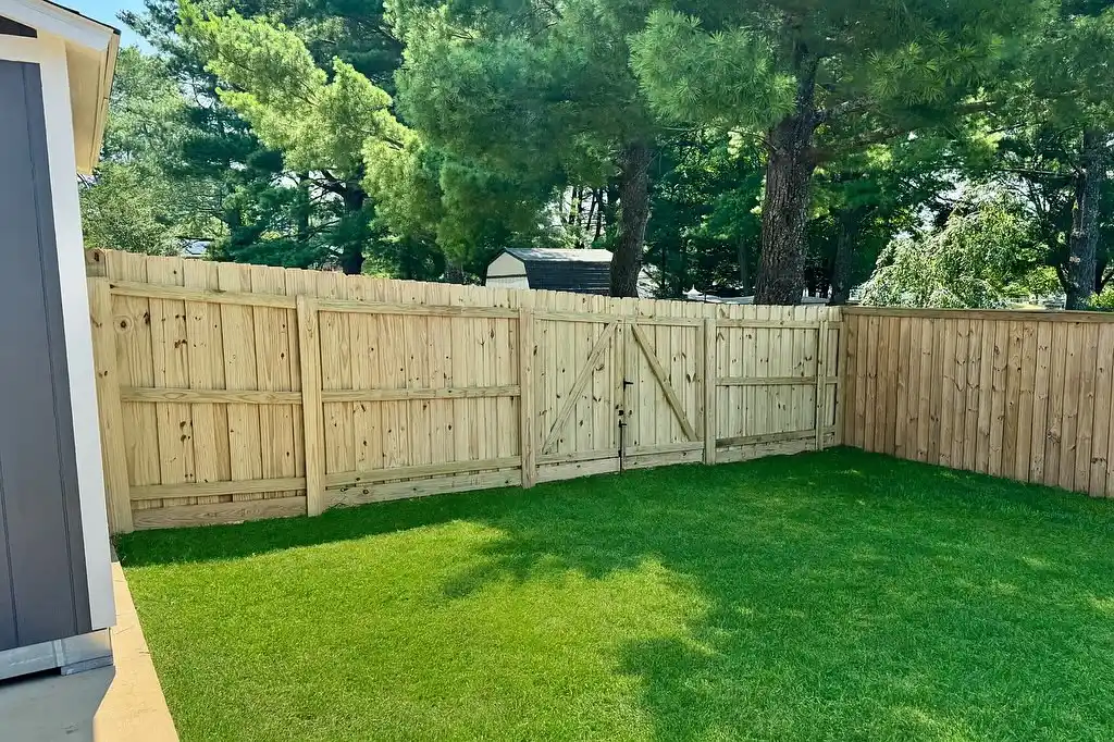 Custom wood fence installed in Hollins, VA
