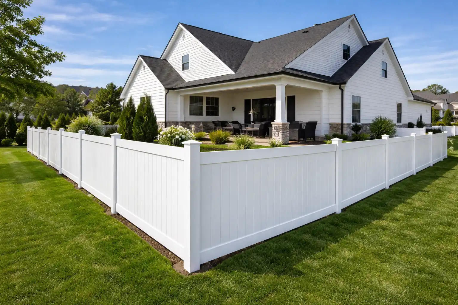Vinyl privacy fence installation