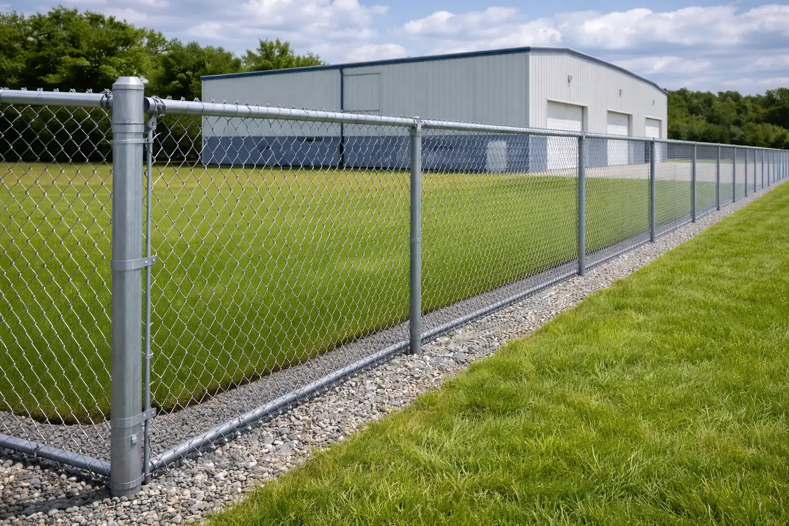 Commercial chain-link fence installation